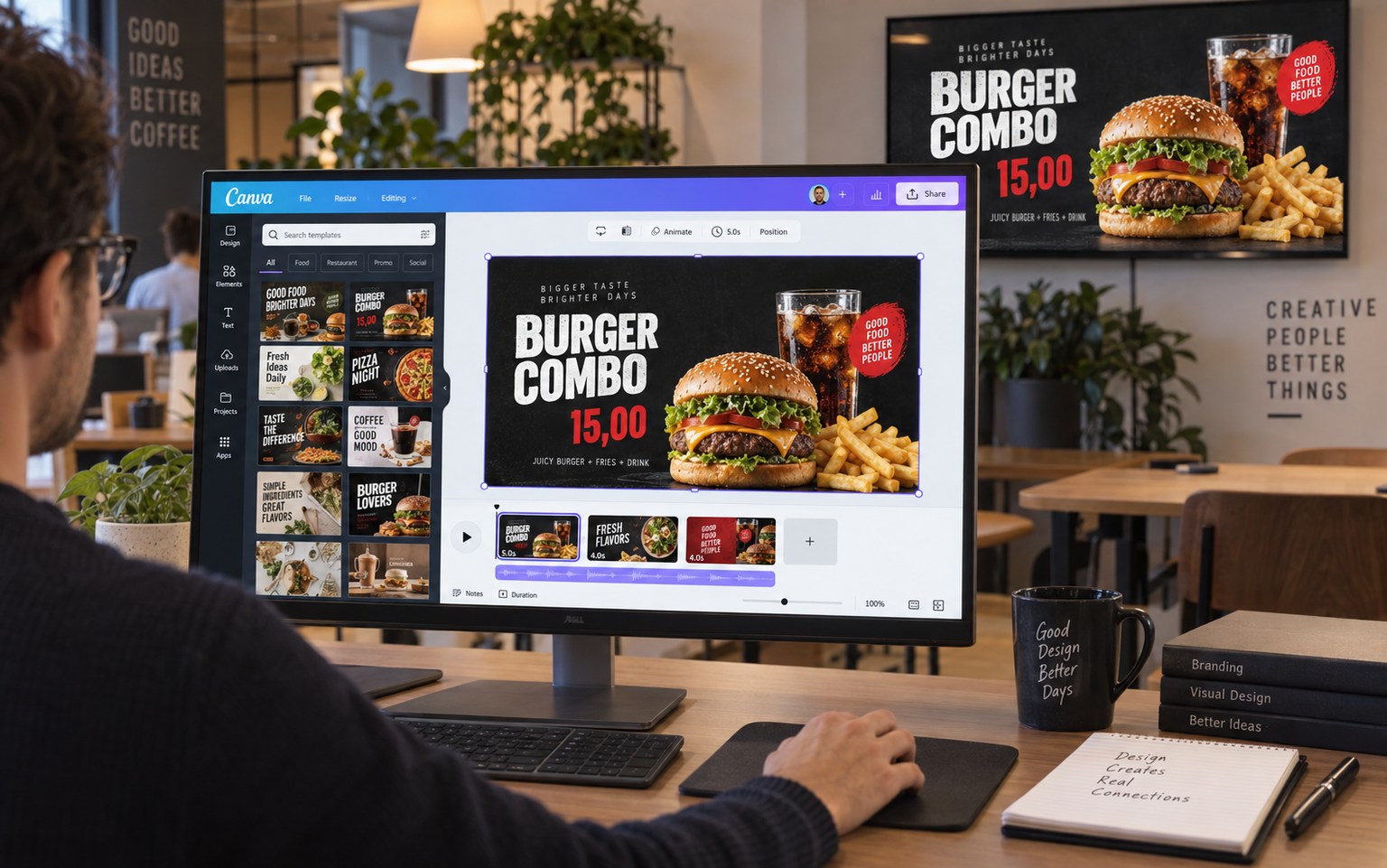 Illustration of creating advertising content in Canva